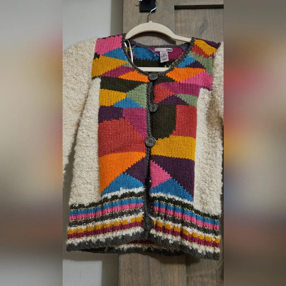 H&M Wool/mohair cardigan sweater with colorful patchwork.Circa 2009. Size 2 NWT - Picture 8 of 11